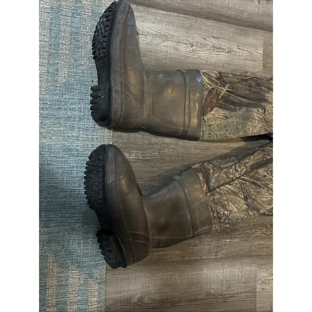Cabela's Dry Plus Camo Shadowgrass Overalls Waders Size 10R Boots READ